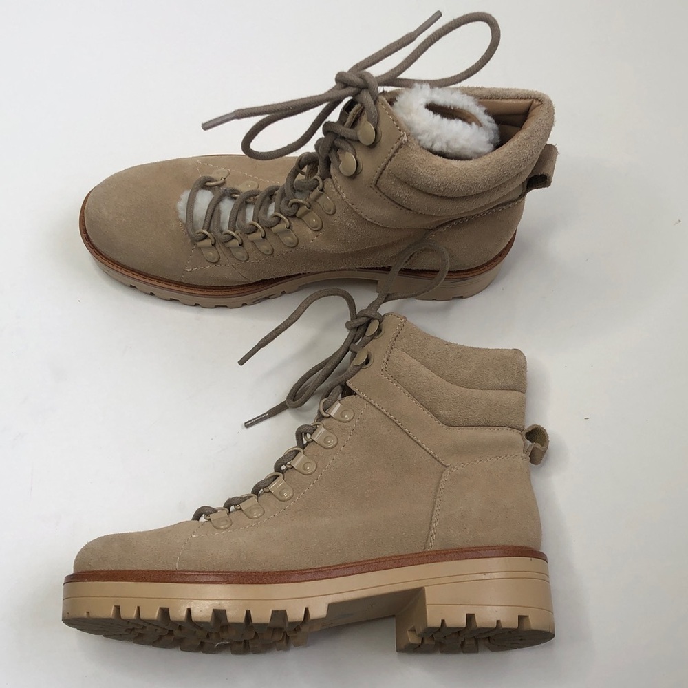 Marc Fisher Idaron Lug Sole tan suede hiking boots